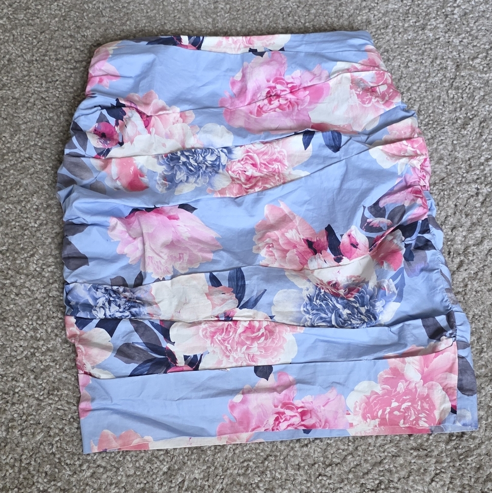 Express Blue and Pink Floral Pencil Skirt XXS